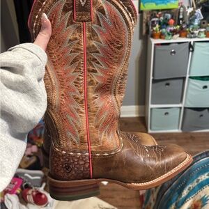 Ariat Tan and Pink Cowboy Boots
